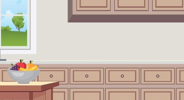 illustration of a fit older woman in her kitchen